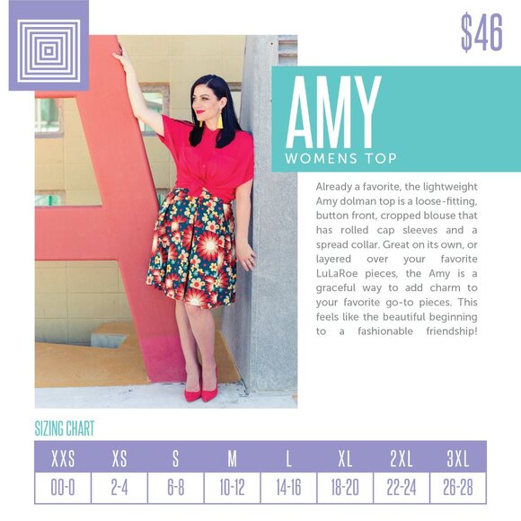 LuLaRoe Amy Women’s 2XL Button Up Rayon Shirt Artsy Geometric Purple Pink Yellow - Picture 3 of 6